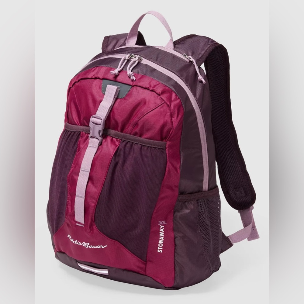Eddie Bauer Stowaway Packable 30L Backpack Port Purple Fuschia NWT Travel Hiking